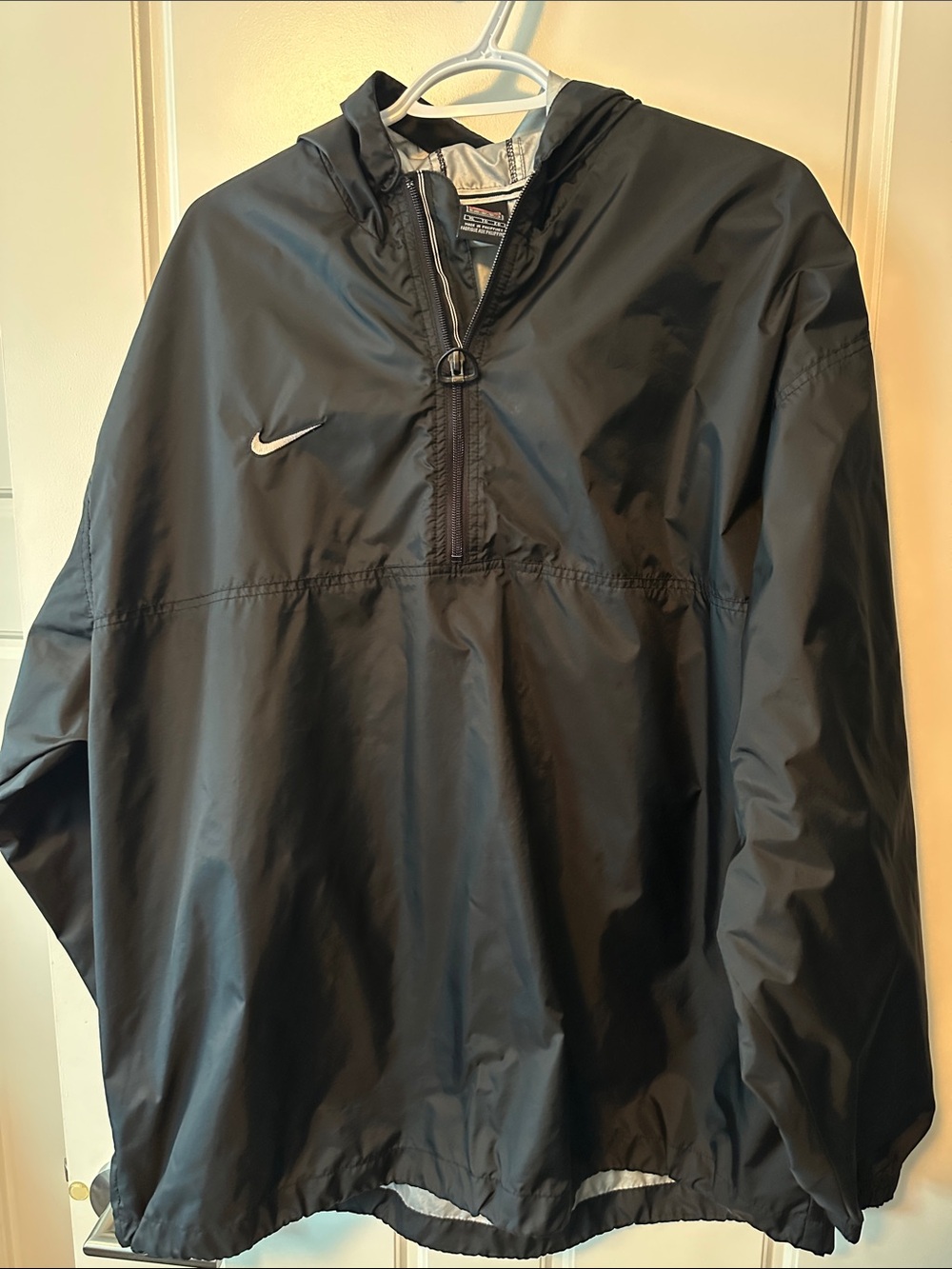 Nike Men's Black Hooded Quarter-Zip Windbreaker